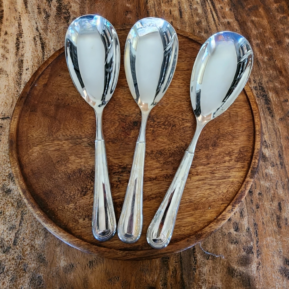 Towle Continental Beaded Antique Salad Spoons with original box. Set of 3